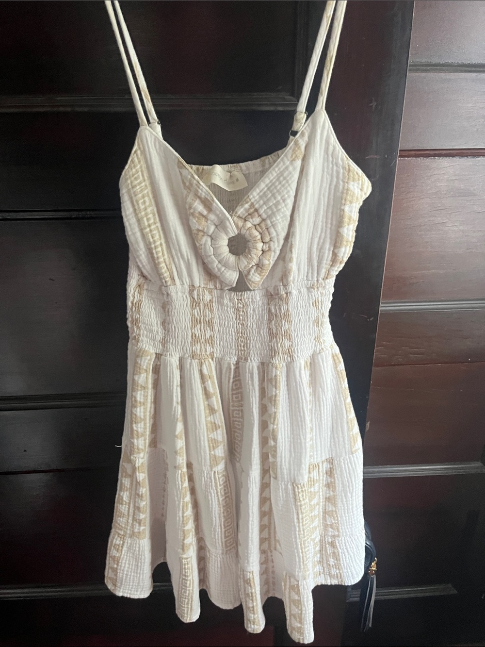Ocean Drive White and Beige Textured Sundress